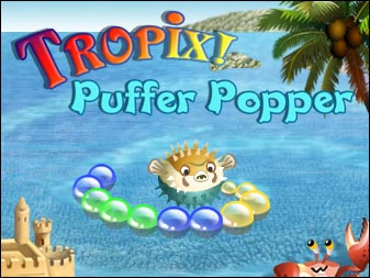 Spiel Tropix Puffer Popper online: Mit Tropix Puffer Popper geht das Chaos am Tropix-Strand weiter. Besch&uuml;tz in Tropix Puffer Popper deine Sandburg vor Kugelfischen und verschie&szlig; mit einem Krebs Luftblasen. 