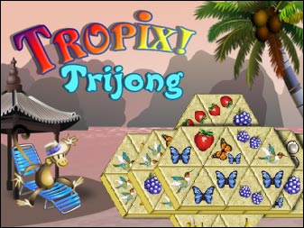 Spiel Tropix Trijong online: Noch mehr Tropix-Spa&szlig; mit Tropix Trijong! Verdien dir noch mehr Sand-Dollars in diesem neuen dreieckigen Mahjong-Spiel in den Tropen!