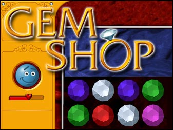Spiel Gem Shop online: Verschiebe farbige Edelsteine, um mindestens drei gleiche zusammenzusetzen. Verkaufe den fertigen Schmuck an zufriedene Kunden, aber Vorsicht � wenn du sie zu lange warten l&auml;sst, fangen sie an, zu meckern!